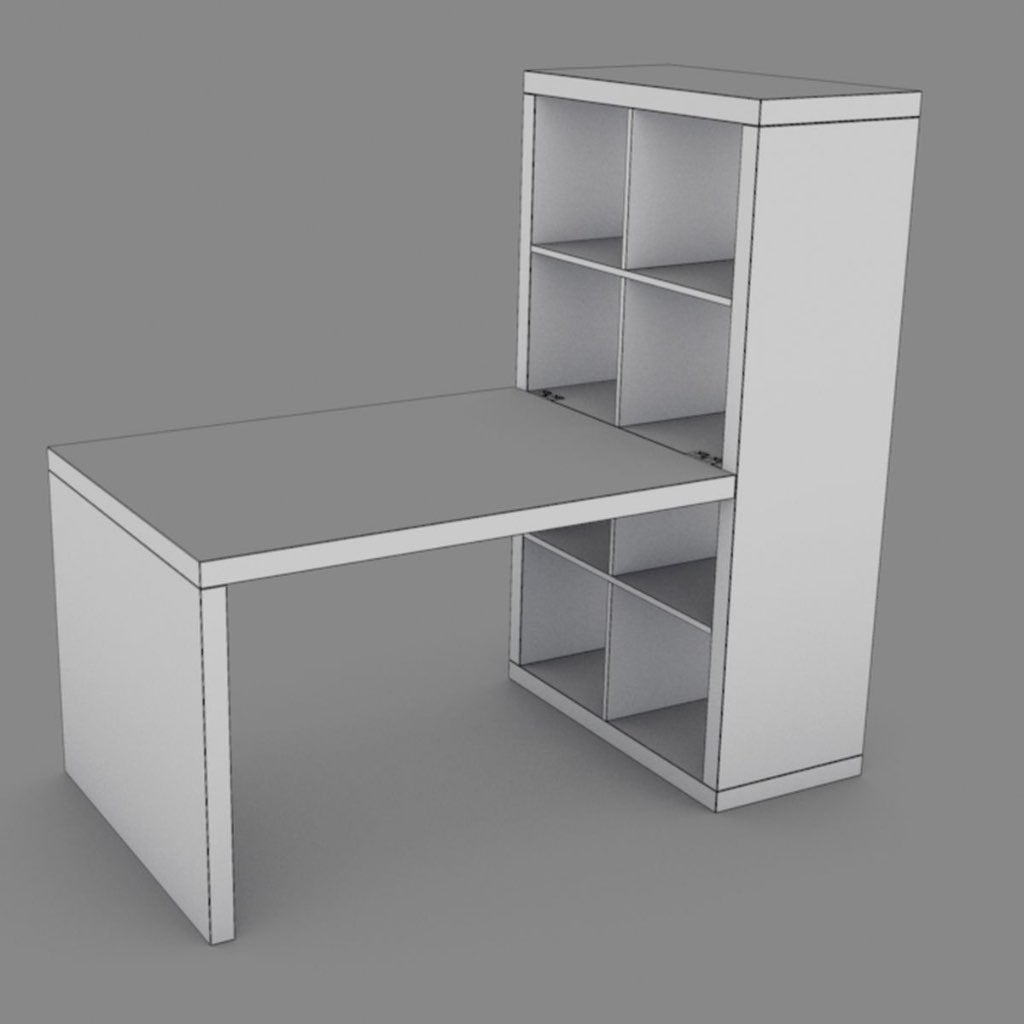 Ikea Kallax kast 2x4, met 150x76cm bureaublad, wit, Ophalen, Kunststof, 70 tot 120 cm, 120 tot 170 cm