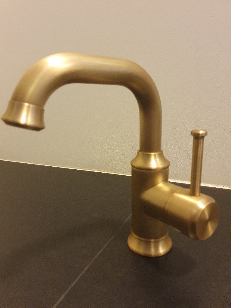 Wastafelkraan BRONS geborsteld messing Mengkraan badkamer