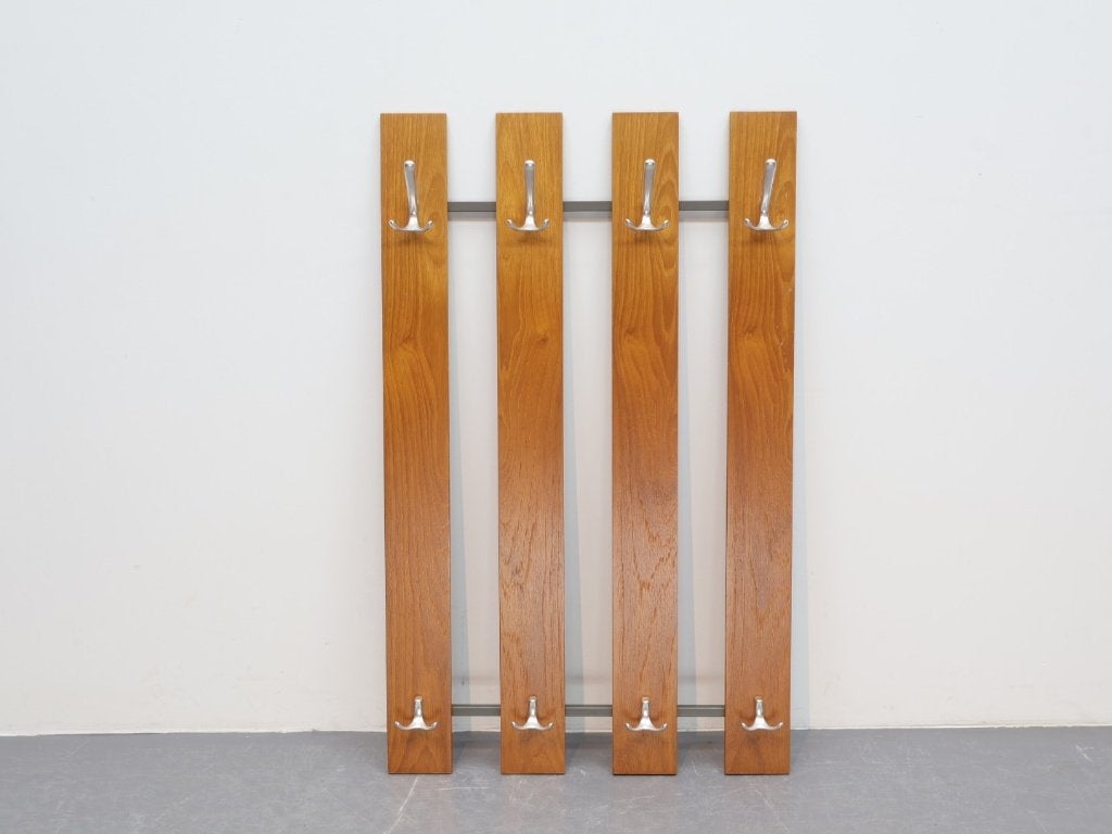 Vintage wandkapstok teak metaal jaren 70, Gebruikt, 100 tot 150 cm, X, Hout