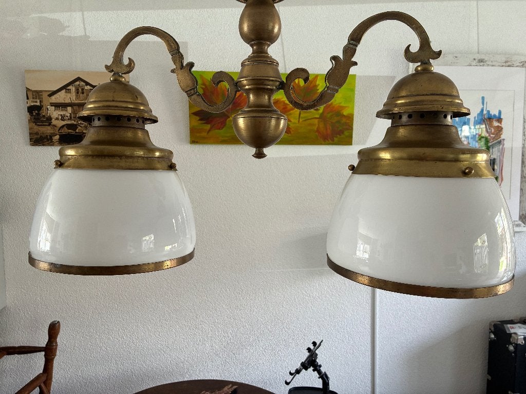 Koperen/Messing Plafondlamp met Dimbare Lampen, Ophalen, Gebruikt, Klassiek, E27 (groot)