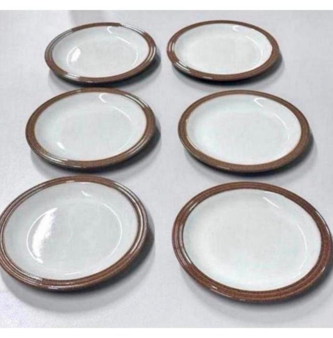 6X antiek servies Schotel schotels Denby zandsteen 16cm, Ophalen of Verzenden