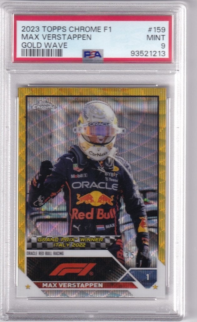 Max Verstappen Gold Wave Refractor #159 /50 PSA 9, Verzenden, Nieuw, Formule 1