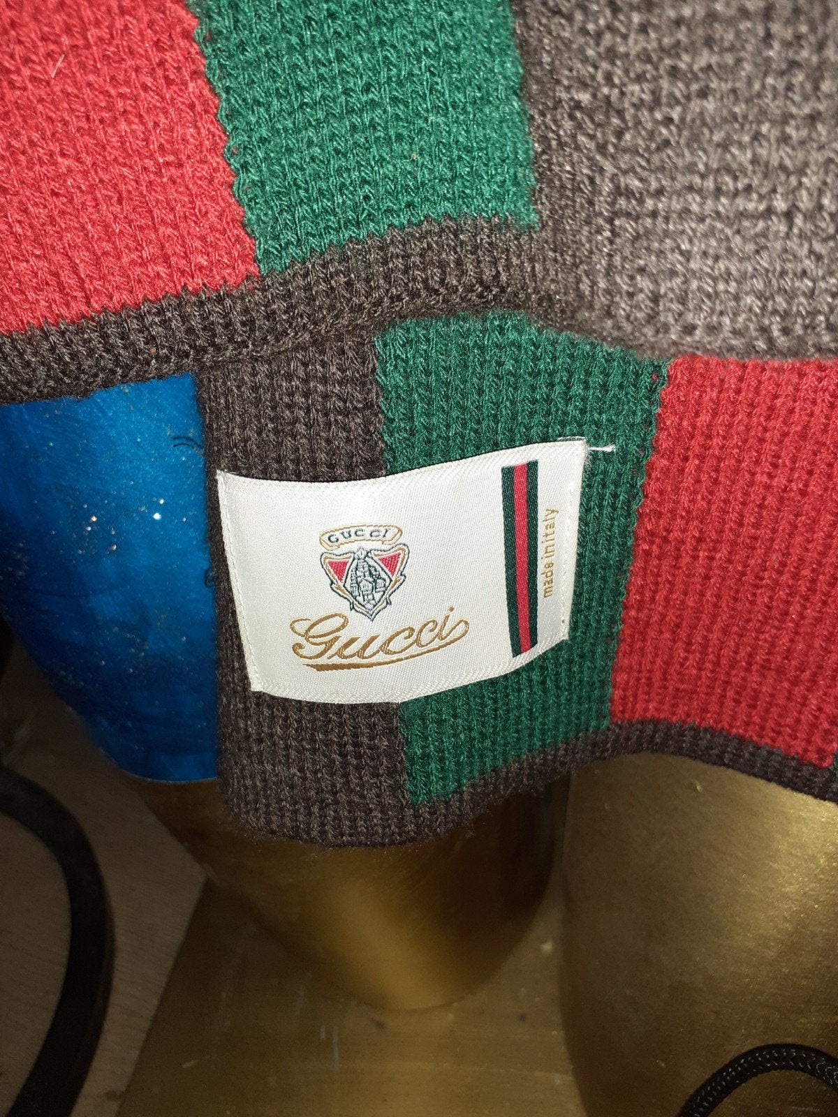 Originele Gucci Sjaal - Gestreepte wollen trui, Meerkleurig, Maat 46/48 (XL) of groter, Ophalen of Verzenden, Gucci