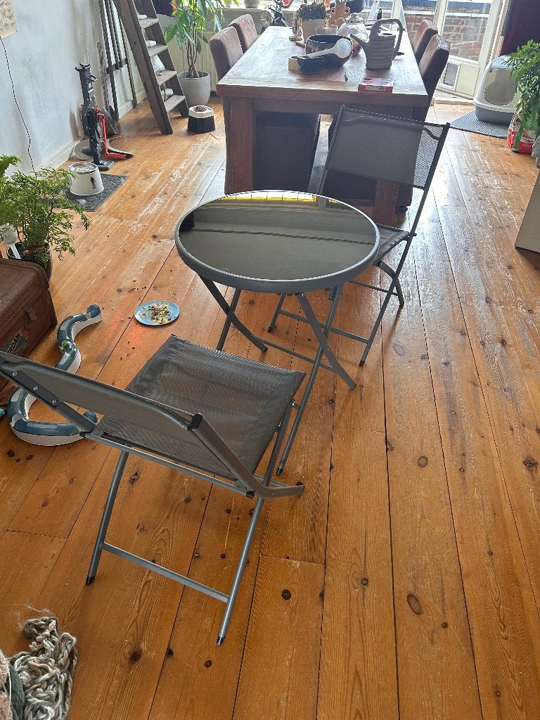 Tuin balkon tafel en stoelen, Tuin en Terras, Overige materialen, Zo goed als nieuw, Tuinset, Ophalen
