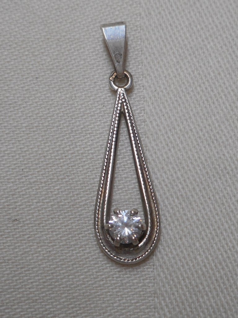 Zilveren vintage hanger met steentje nr1353, Verzenden, Zo goed als nieuw, Zilver, Zilver