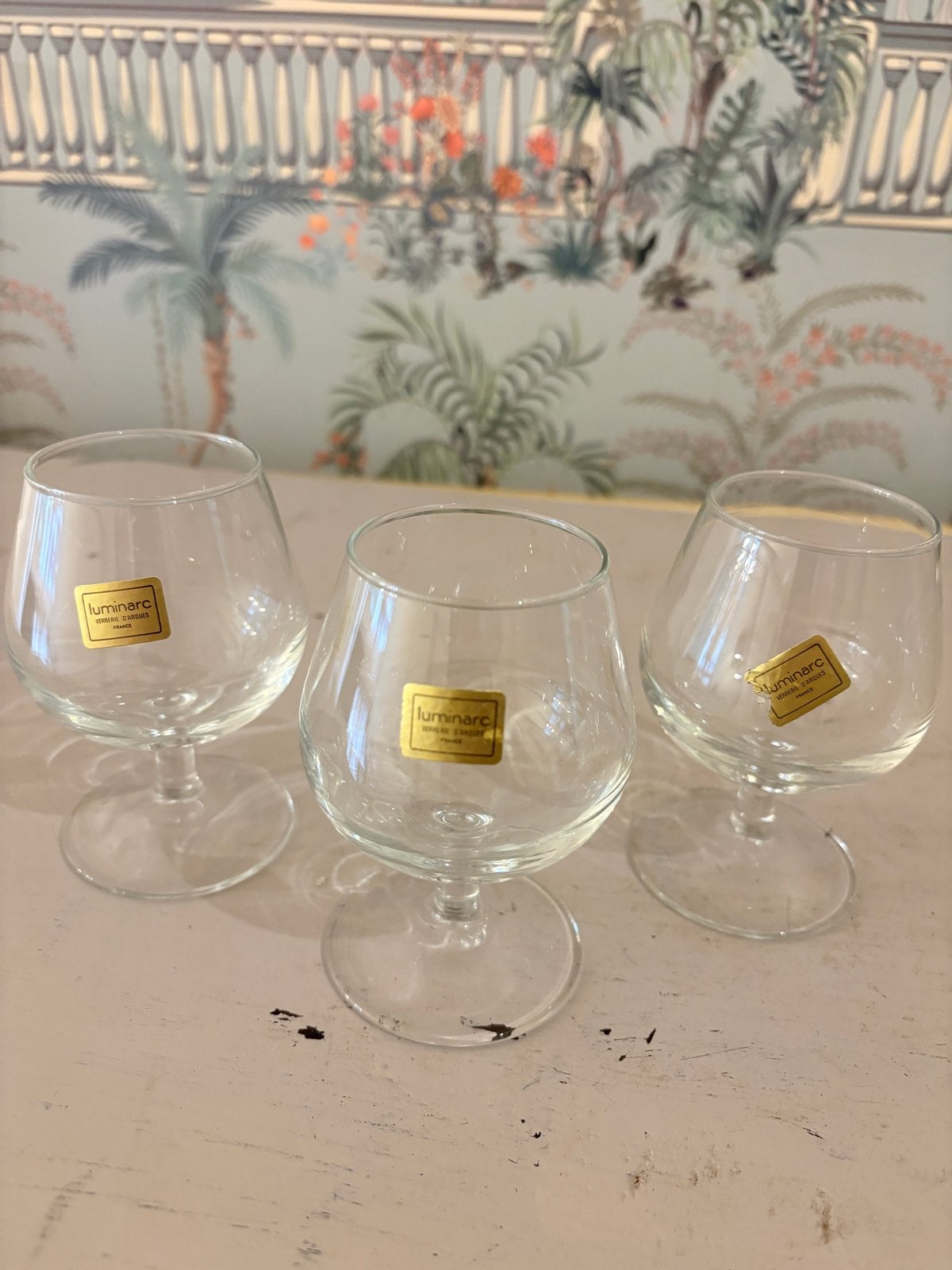 Set van 3 ongebruikte Luminarc cognacglazen met sticker, Antiek en Kunst, Ophalen of Verzenden