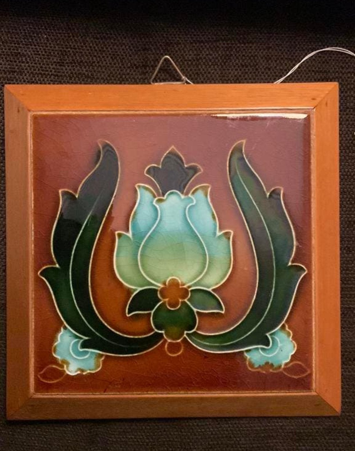 Jugenstil tegel met lijst - Vintage decoratie, Ophalen of Verzenden