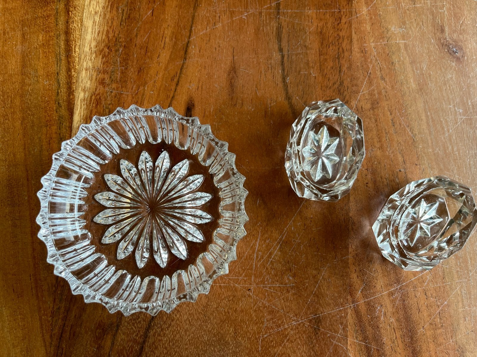 Vintage Glazen Schaal en Twee Kleine Bakjes, Antiek en Kunst, Ophalen of Verzenden
