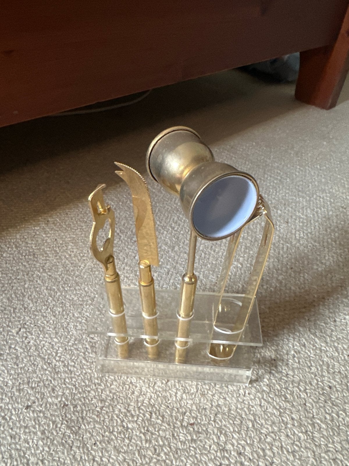 Vintage Messing Bar Set met Acryl Houder, Ophalen of Verzenden