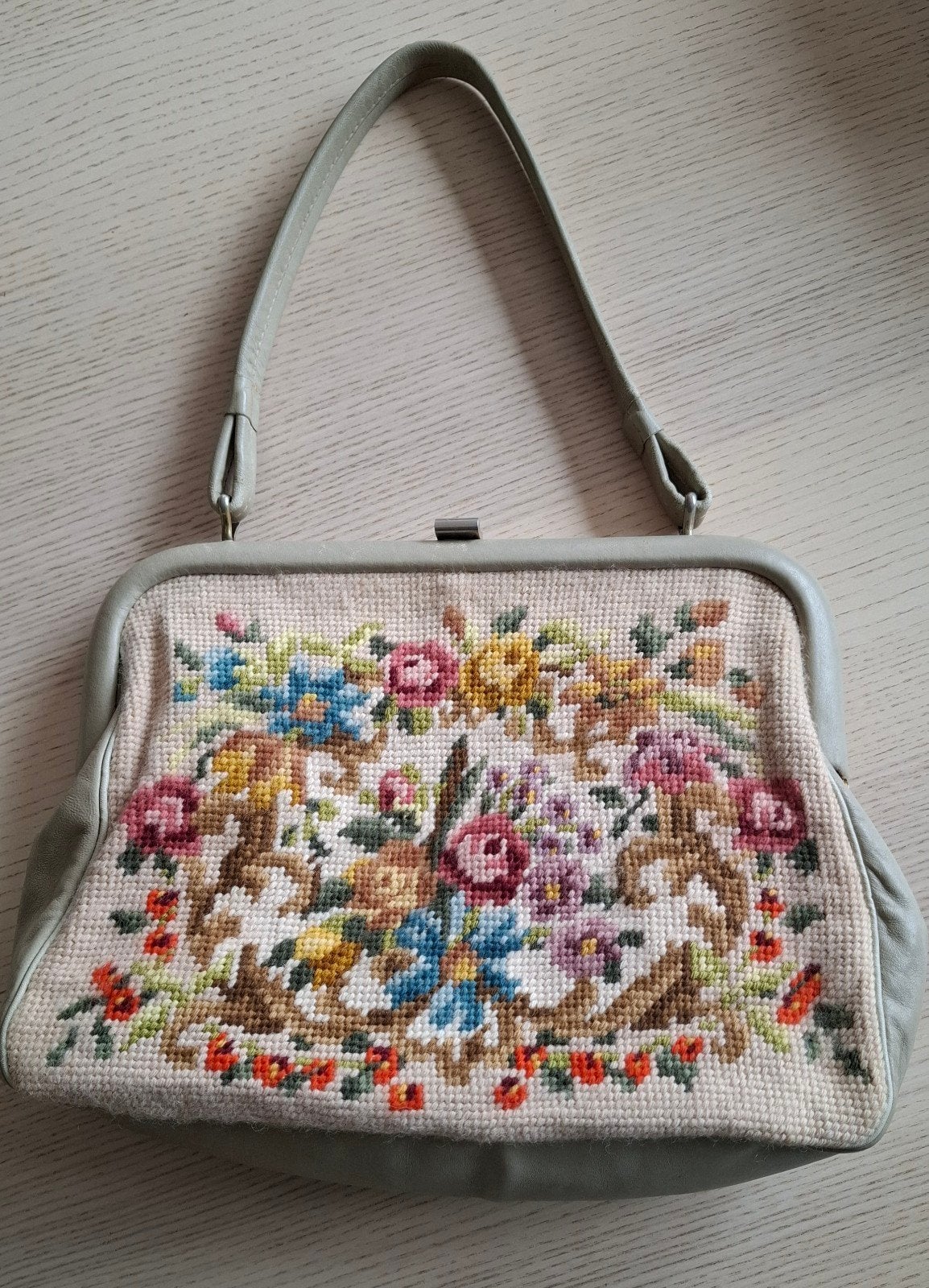 Vintage Gobelin Geborduurde Handtas Jaren '50/'60, Sieraden, Tassen en Uiterlijk, Tassen | Damestassen, Ophalen of Verzenden