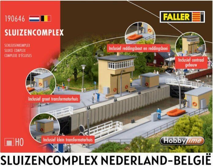 FALLER SLUIZENCOMPLEX H0 NEDERLAND-BELGIE (EXCl. MODEL) 1:87, Hobby en Vrije tijd, Modeltreinen | H0, Overige merken, Verzenden