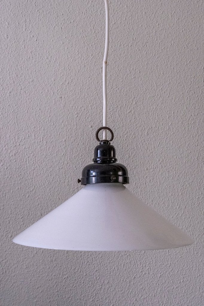 melkglas hanglamp, Ophalen, Gebruikt, Glas, E27 (groot)