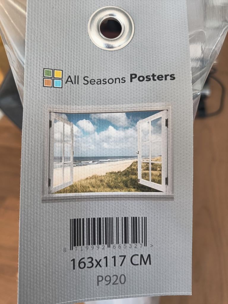 All Seasons Posters Strandzicht Raam Poster 163x117 CM, Ophalen, Nieuw, Rechthoekig Liggend, Dier of Natuur