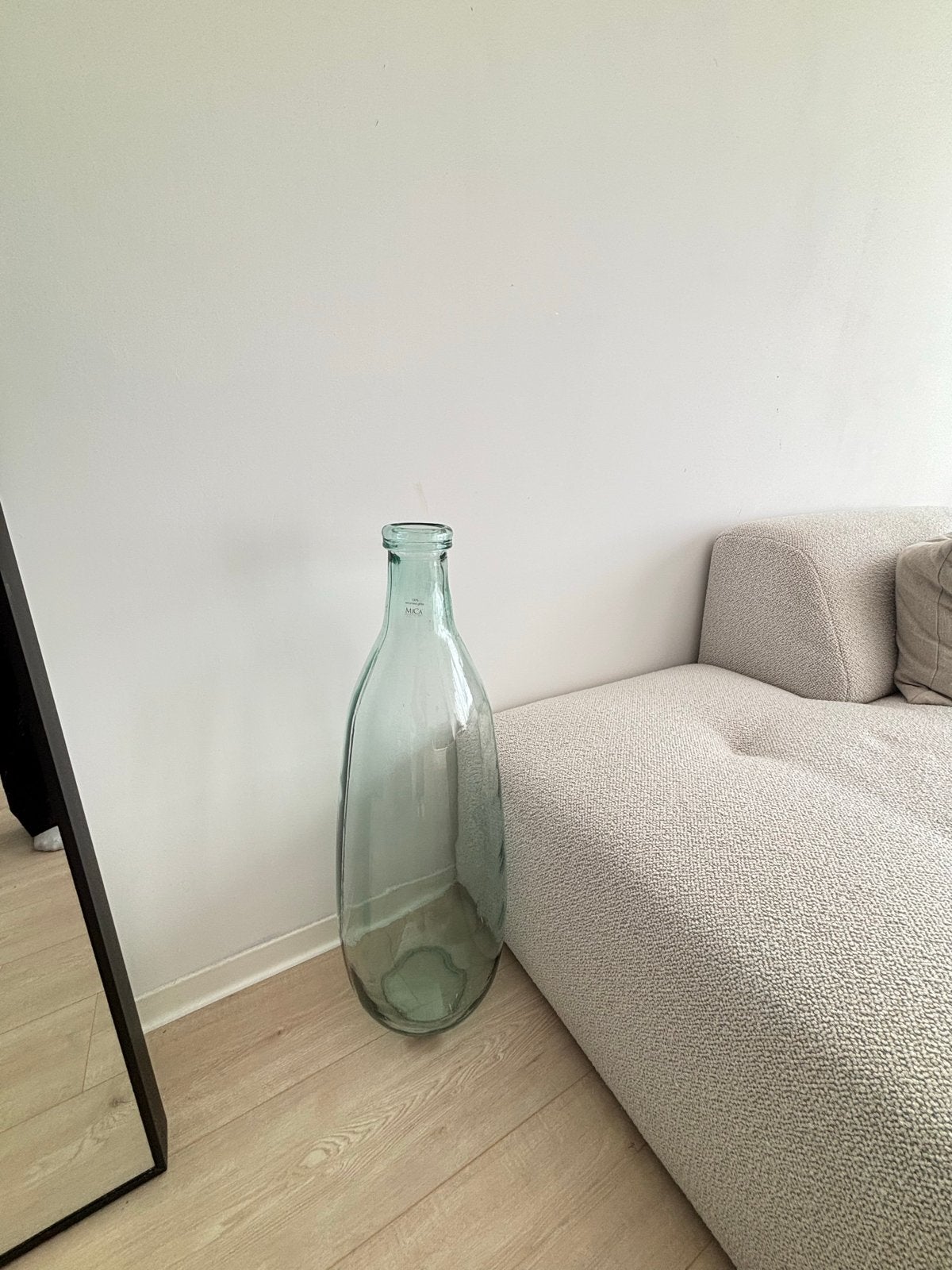 Grote Mica vaas van gerecycled glas, 75cm hoog, Ophalen, Groen, Gerecycled glas, Glas