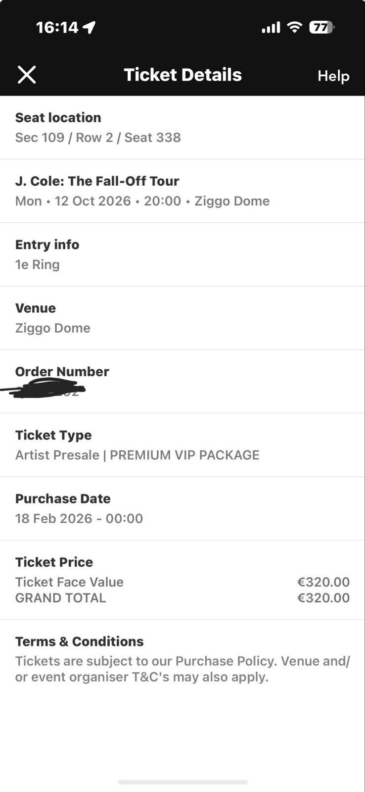 Concert kaart, Tickets en Kaartjes, Eén persoon, Oktober