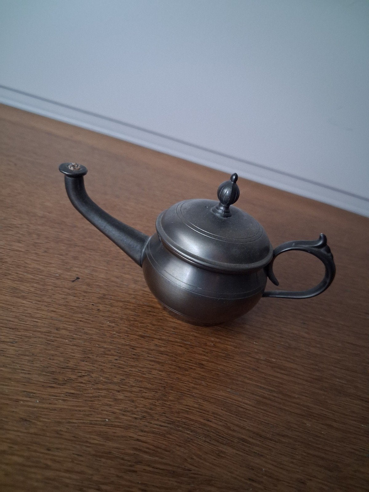 Antieke tinnen olielamp - Vintage decoratie, Antiek en Kunst, Ophalen of Verzenden
