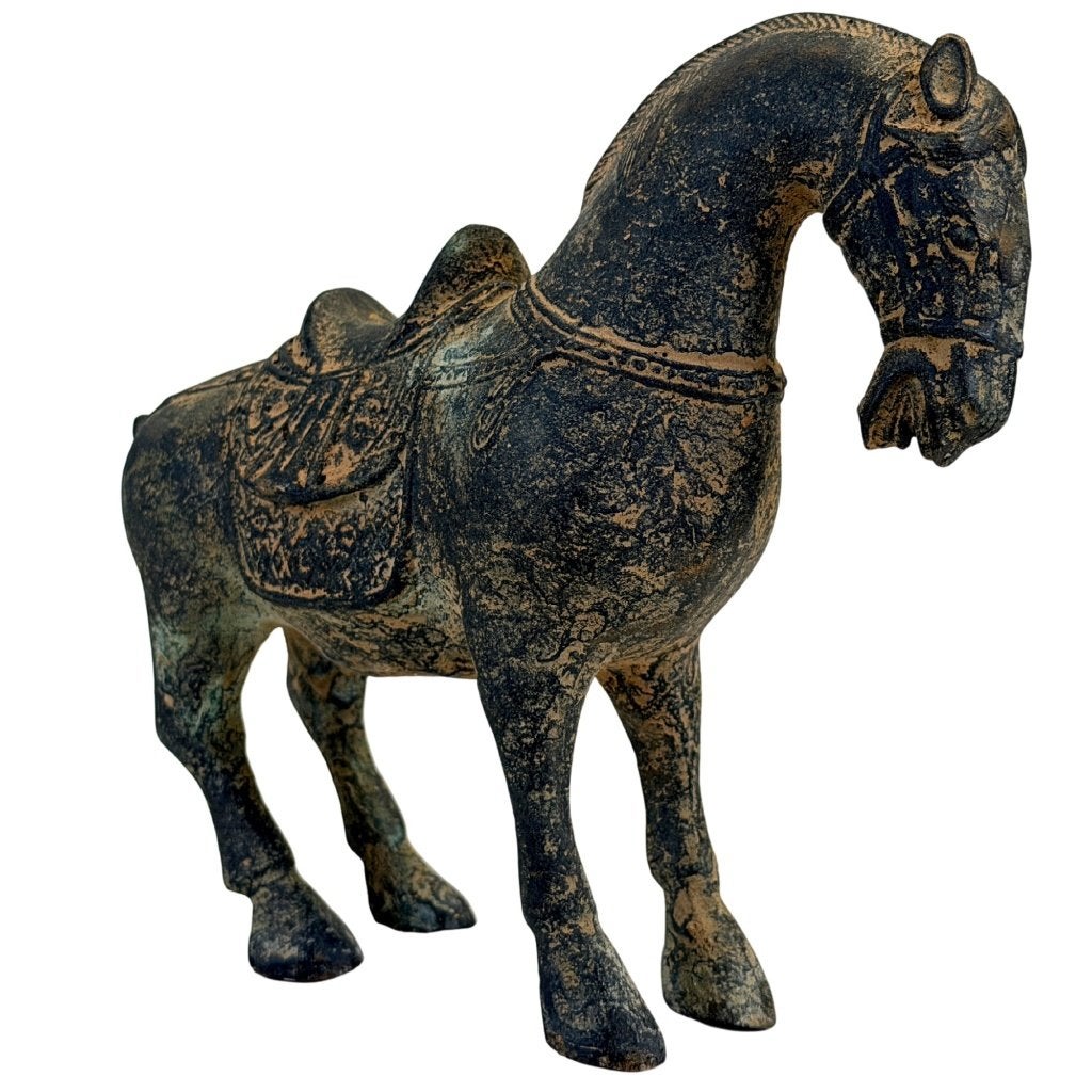 Chinees Tang-revival paard – gepatineerd aardewerk, Antiek en Kunst, China, Ophalen of Verzenden, Beeld, Steen/keramiek