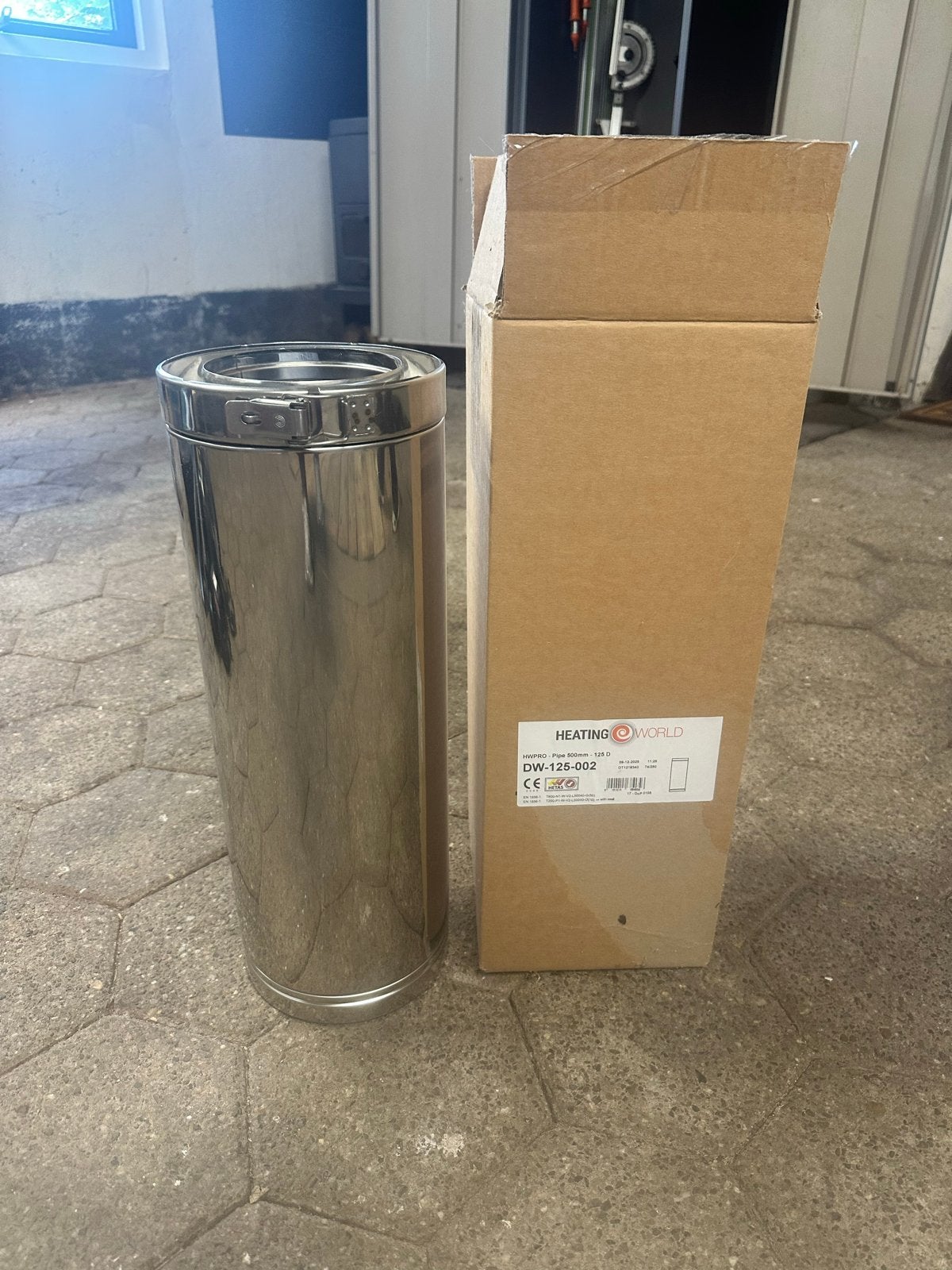 Nieuwe Heating World RVS rookgasafvoerbuis 500mm 125D, Ophalen, Minder dan 30 cm, Overige typen, Nieuw