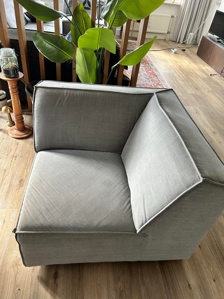 Grijze hoekbank module/ Fauteuil, Ophalen, Gebruikt, Eenpersoons, Hoekbank