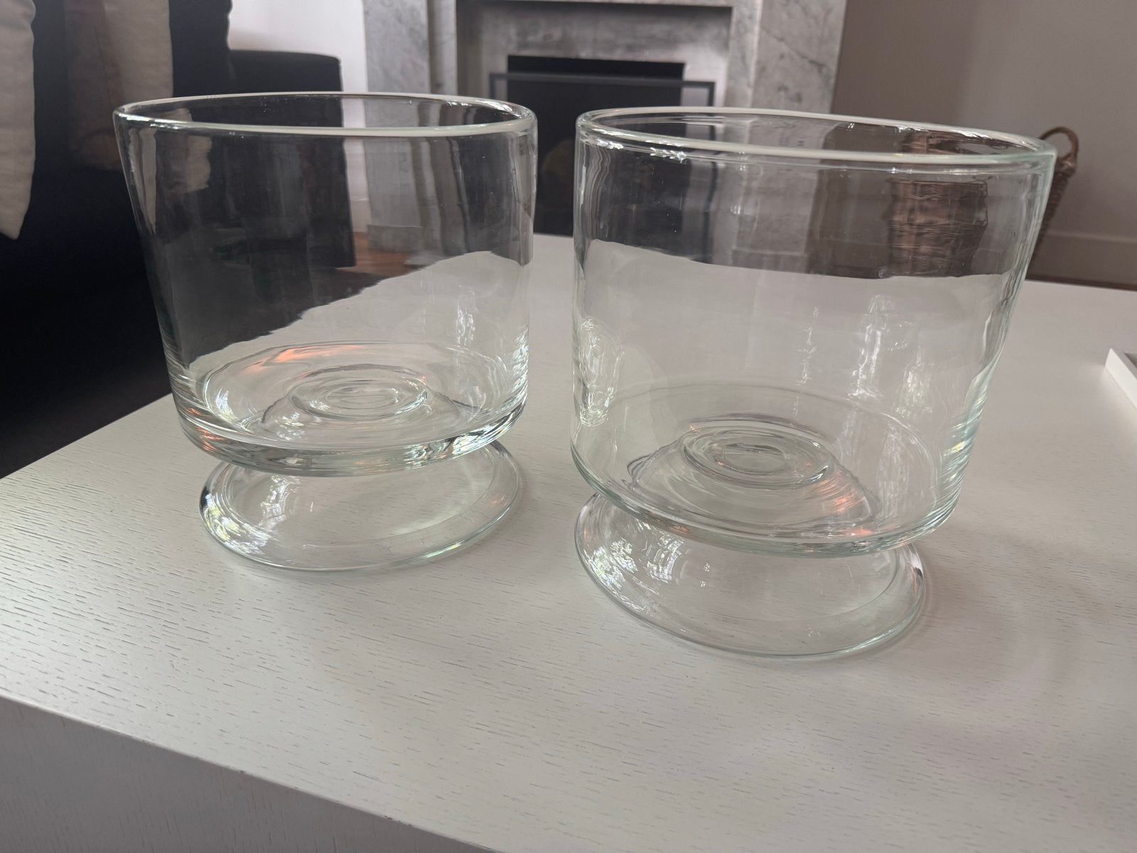 Set van 2 glazen vazen/windlichten, Ophalen, Gebruikt, Overige kleuren, Glas