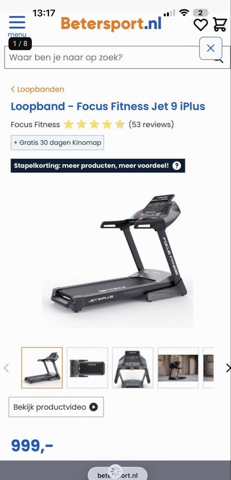 Focus Fitness Jet 9 iPlus Loopband - Zo goed als nieuw, Ophalen, Zo goed als nieuw, Metaal, Loopband