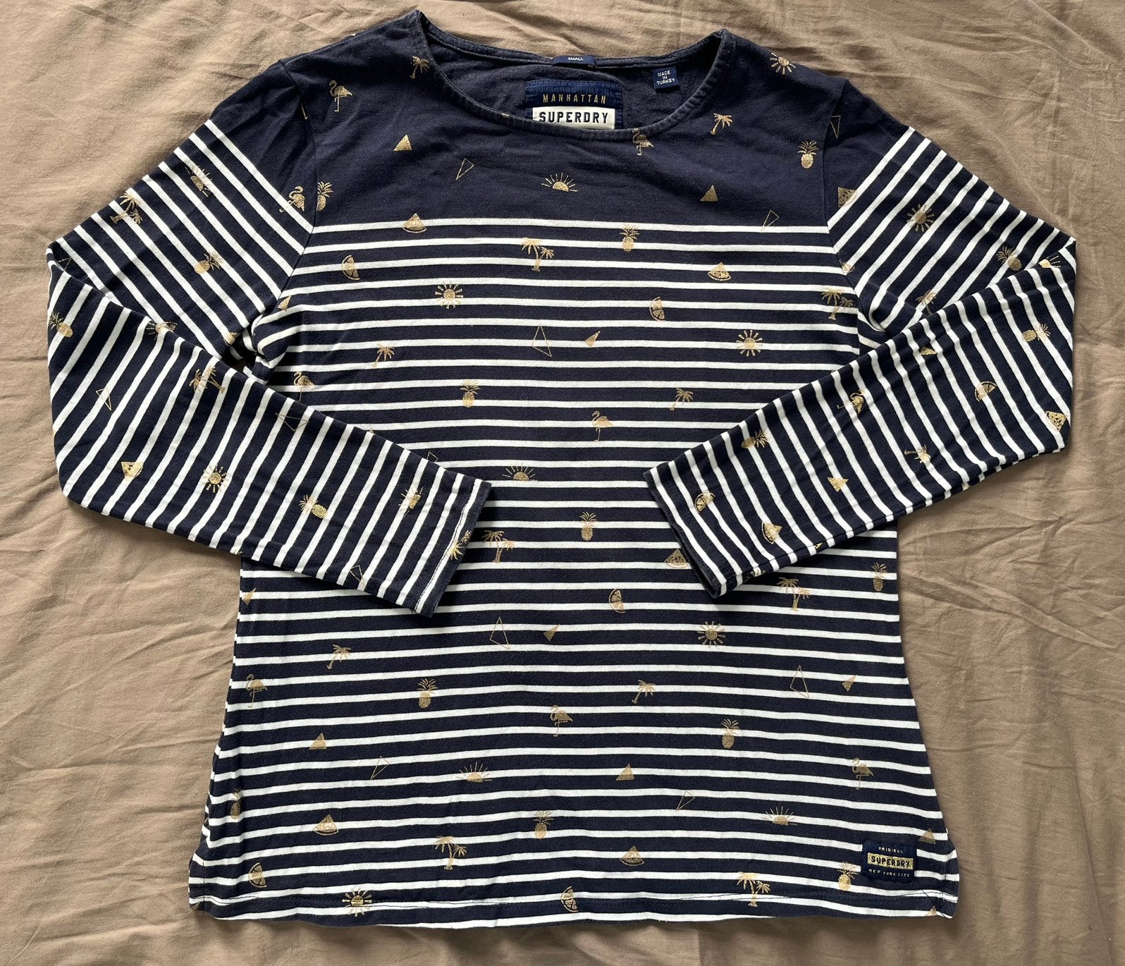 Gestreepte Superdry longsleeve – donkerblauw/wit – maat S, Kleding | Dames, Blauw, Ophalen of Verzenden, Zo goed als nieuw, Lange mouw