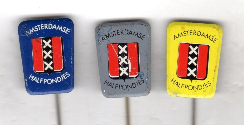 3 speldjes WAPEN AMSTERDAM ANDREASKRUIZEN HALFPONDJES (A8), Verzamelen, Ophalen of Verzenden, Gebruikt, Overige onderwerpen