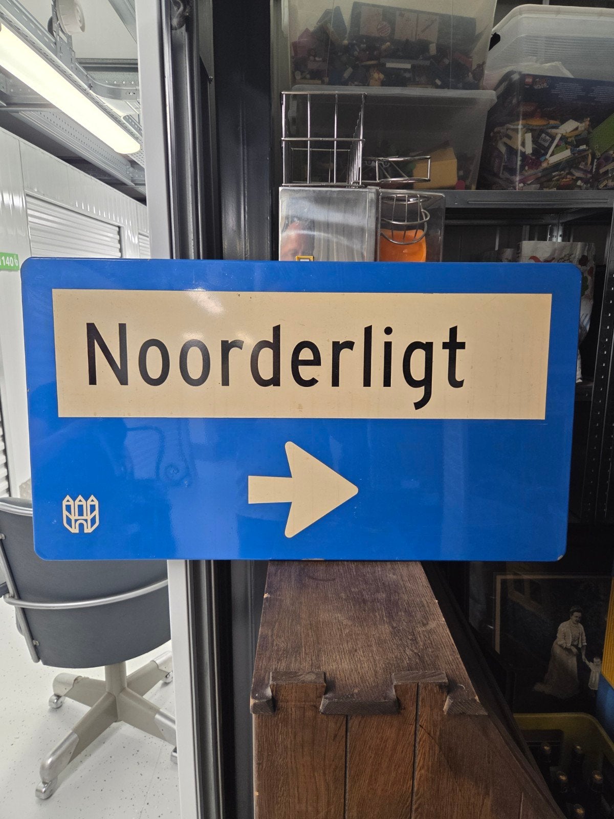 Vintage verkeersbord "Noorderligt" met pijl, Antiek en Kunst, Ophalen