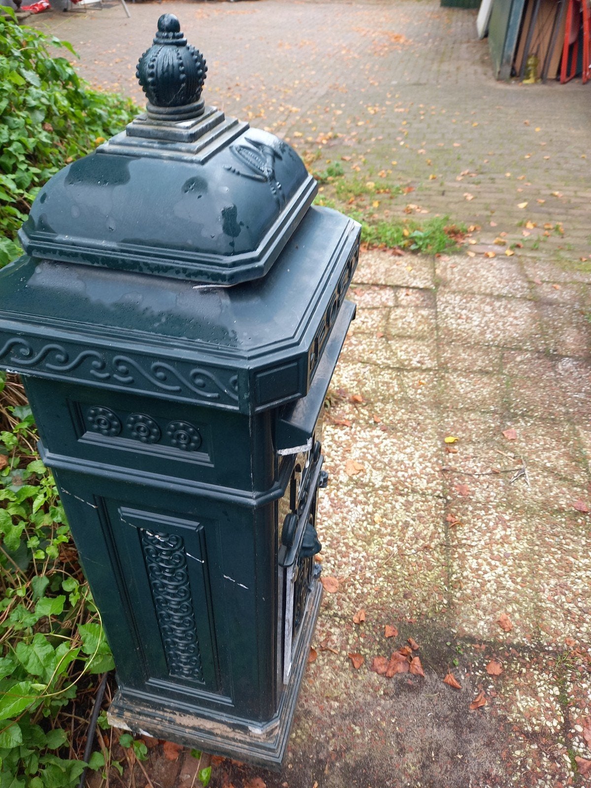 Staande brievenbus - Donkergroen, Ophalen of Verzenden, Gebruikt, IJzer, Staande brievenbus