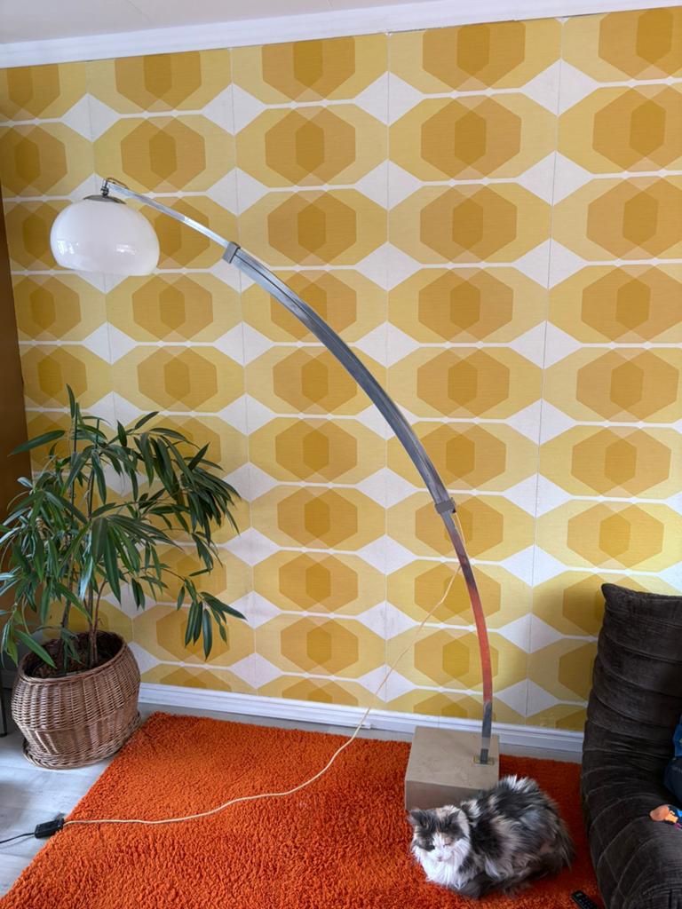 Vintage boog vloerlamp chroom duits, Ophalen, Gebruikt