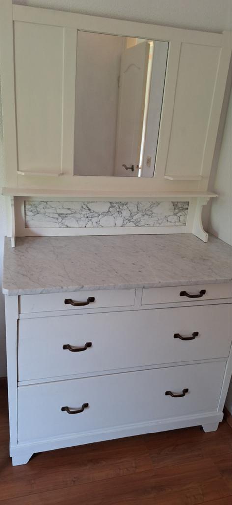 Commode met marmeren blad en spiegel, Antiek en Kunst, Antiek | Meubels | Kasten, Ophalen