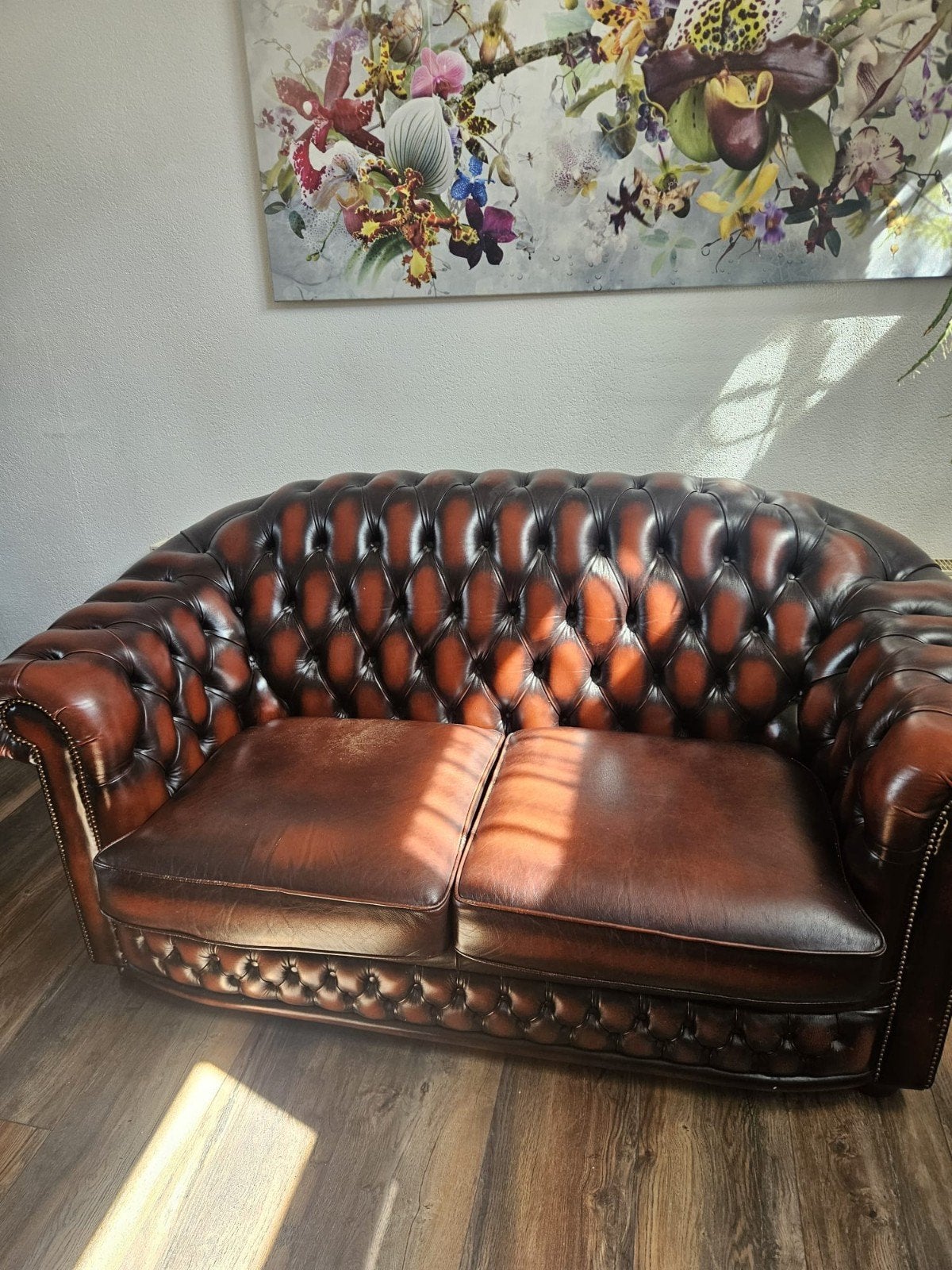 Originele Springvale Chesterfield Nottingham – Dark Rust, Ophalen, Gebruikt, 75 tot 100 cm, Leer
