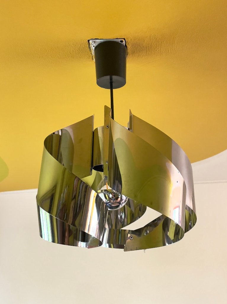 Space Age Hanglamp, Gebruikt, Jaren '70, Space Age, Vintage, Metaal, E27 (groot)