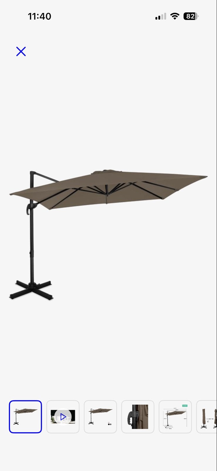 NIEUW zweefparasol Taupe 300x300 cm + beschermhoes/kruisvoet, Tuin en Terras, Parasols, Kantelbaar, Nieuw, Zweefparasol, 2 tot 3 meter