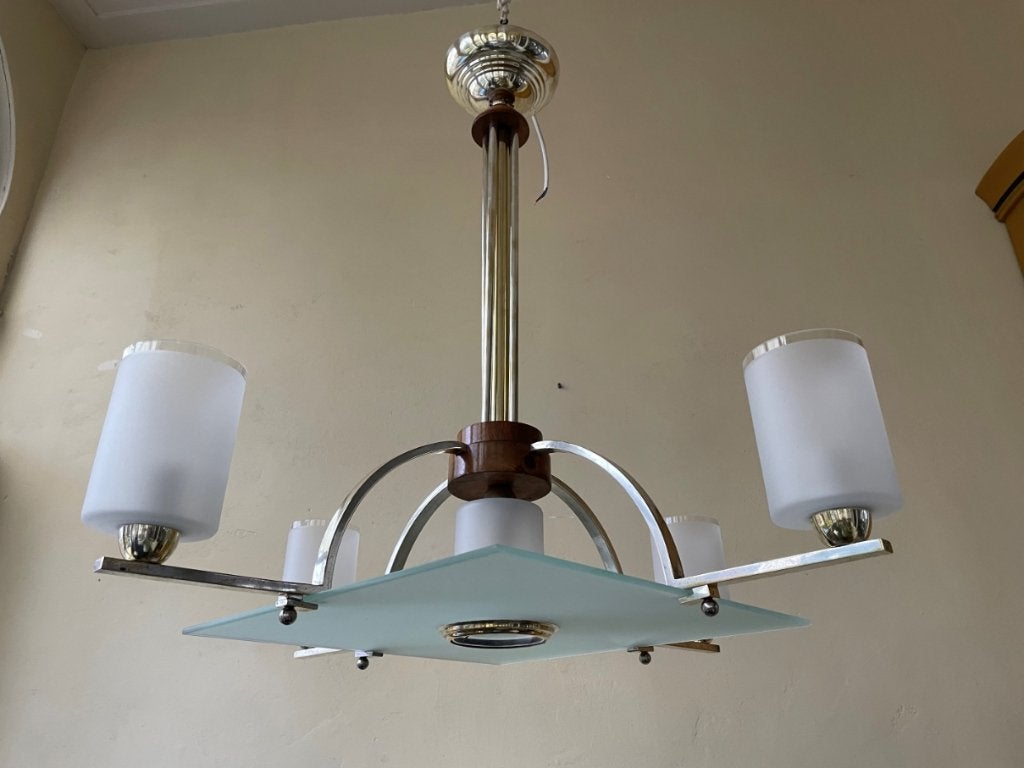Grote mooie Hanglamp Lamp Plafondlamp art deco 1930  Frans, Ophalen