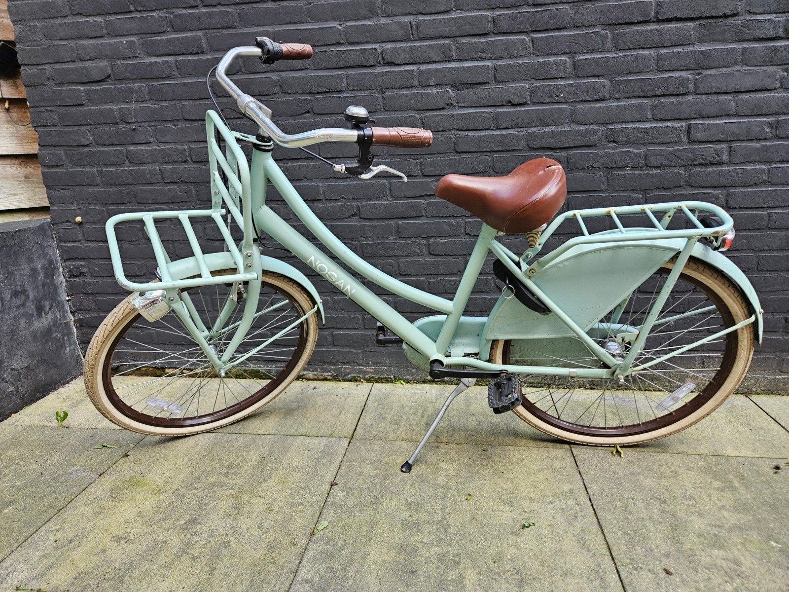 Nogan Damesfiets met voordrager - Lichtblauw, Terugtraprem, 50 tot 53 cm, Ophalen, Overige merken