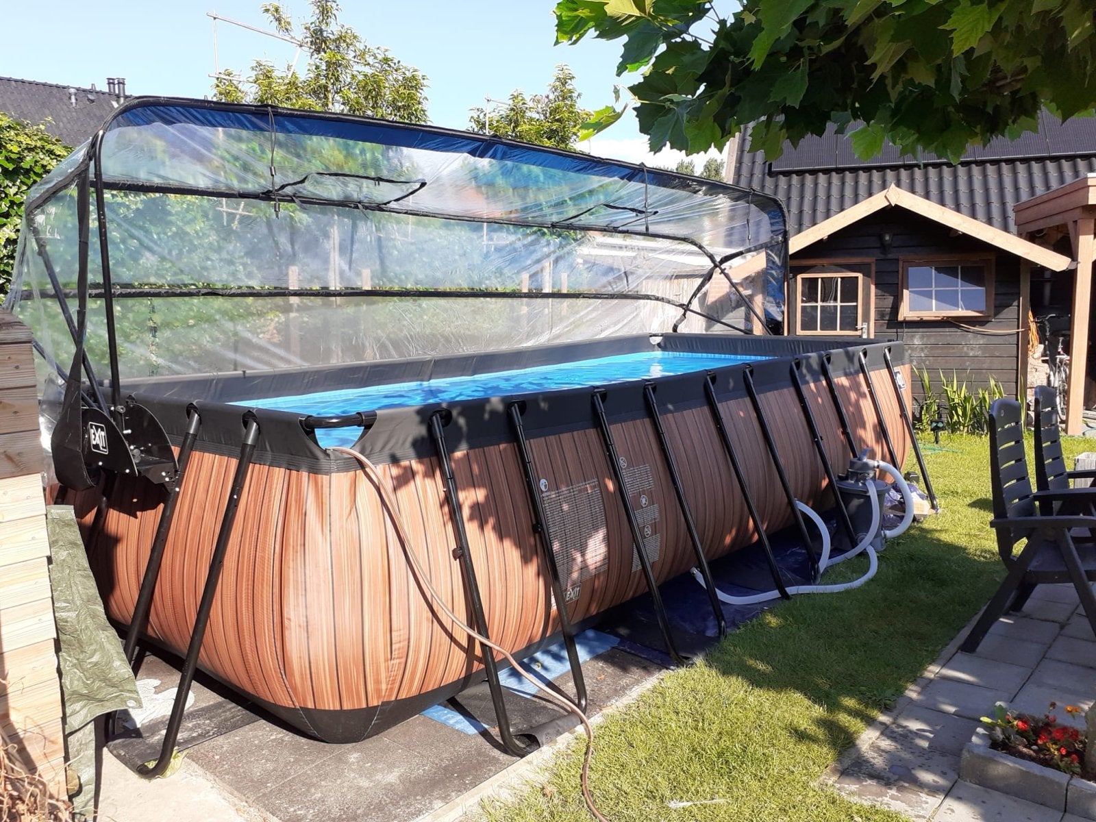 EXIT Zwembad met overkapping, Tuin en Terras, Zwembaden, Ophalen, Gebruikt, 200 tot 300 cm, 80 tot 120 cm