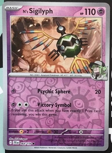 Pokemon - N's Sigilyph (JTG 064) - Reverse holo.., Ophalen of Verzenden, Nieuw, Losse kaart, Foil