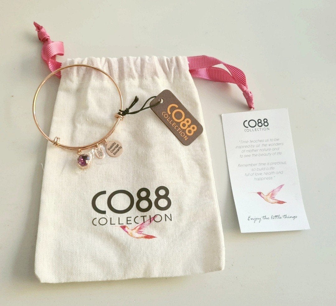CO88 Collection - Gouden Bedel Armband met Paars Steentje, Sieraden, Tassen en Uiterlijk, Armbanden, Ophalen of Verzenden, Nieuw