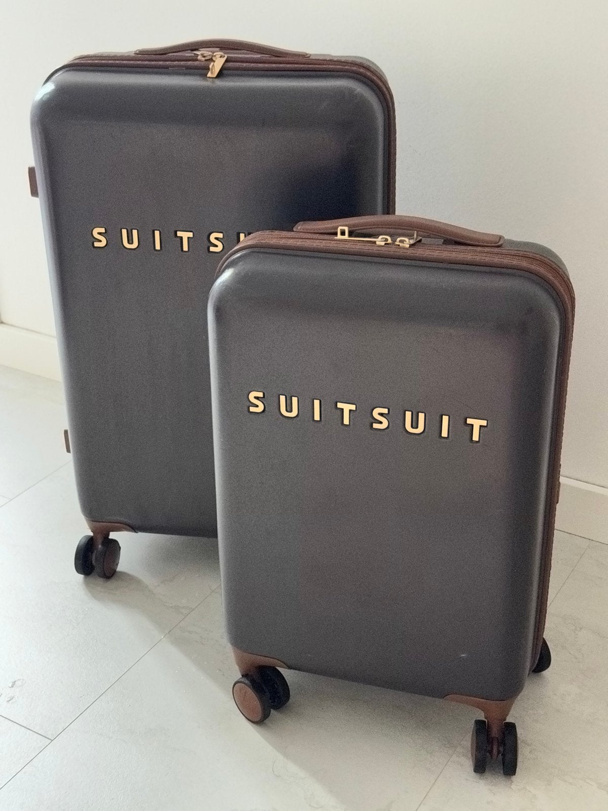 SUITSUIT koffer set - 2 stuks Chocolate Brown, 30 cm of meer, Gebruikt, Bruin, Wieltjes