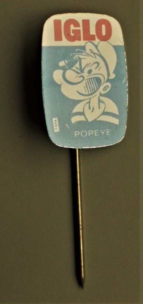 Iglo Popeye - jaren 60, Verzamelen, Speldjes, Pins en Buttons, Ophalen of Verzenden, Zo goed als nieuw, Figuurtje, Speldje of Pin