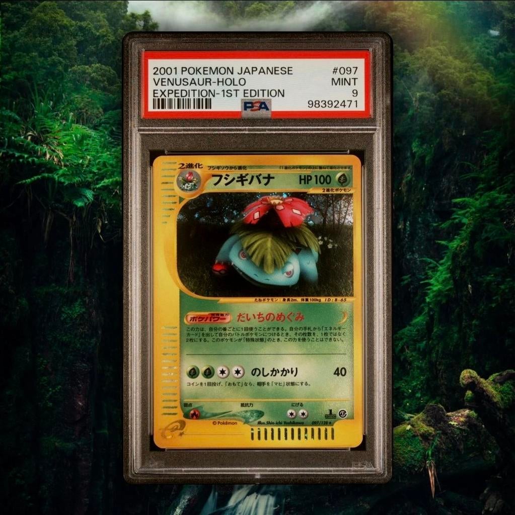 Pokémon venusaur holo expedition japanese 1st edition PSA 9, Ophalen of Verzenden