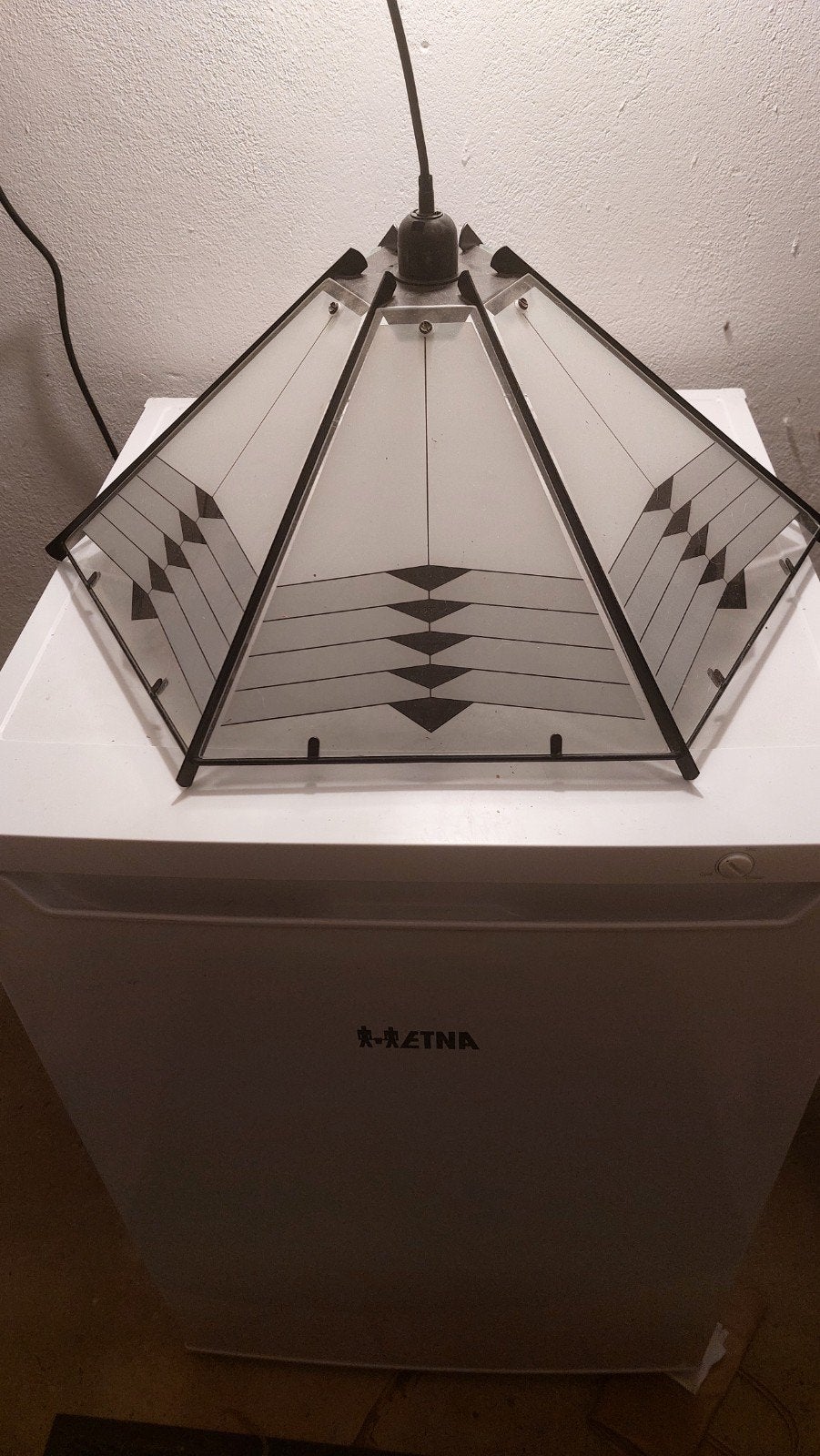 Zeshoekige hanglamp - 58 cm diagonaal, Huis en Inrichting, Lampen | Hanglampen, Ophalen, Gebruikt, Glas, E27 (groot)
