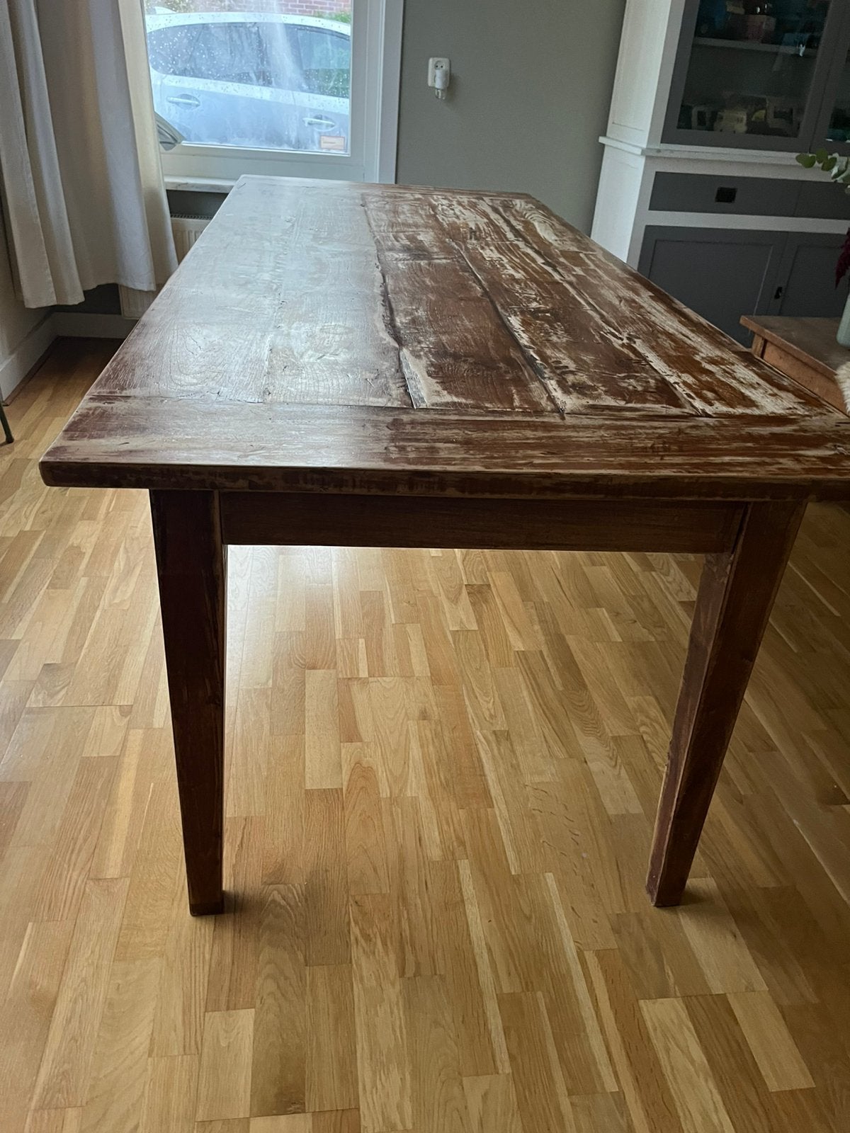 Houten eettafel, Ophalen, Gebruikt, 200 cm of meer, 50 tot 100 cm