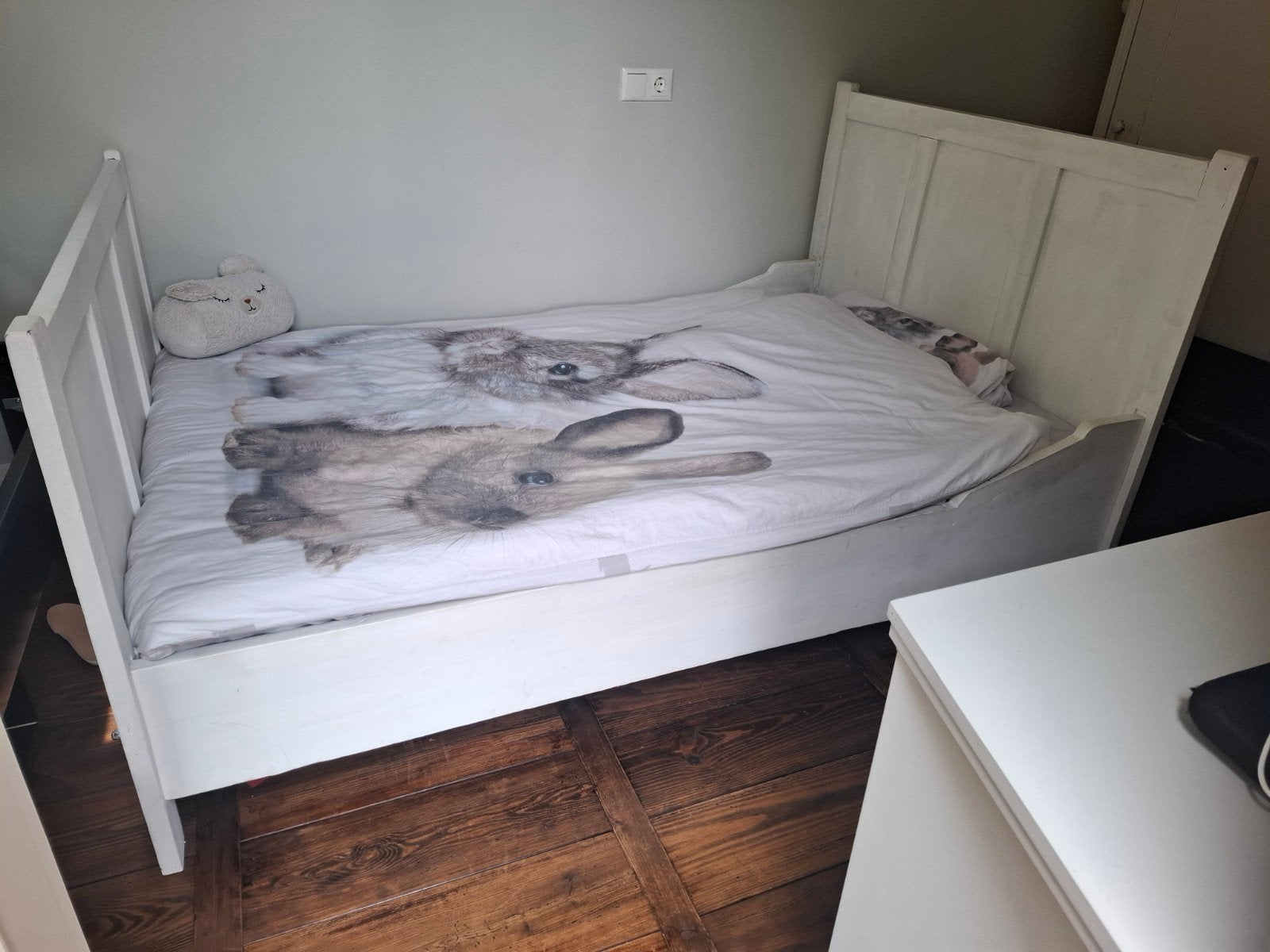 Leuk houten bed & originele vintage Auping spiraalbodem, Huis en Inrichting, Slaapkamer | Bedden, Ophalen, Gebruikt, Twijfelaar