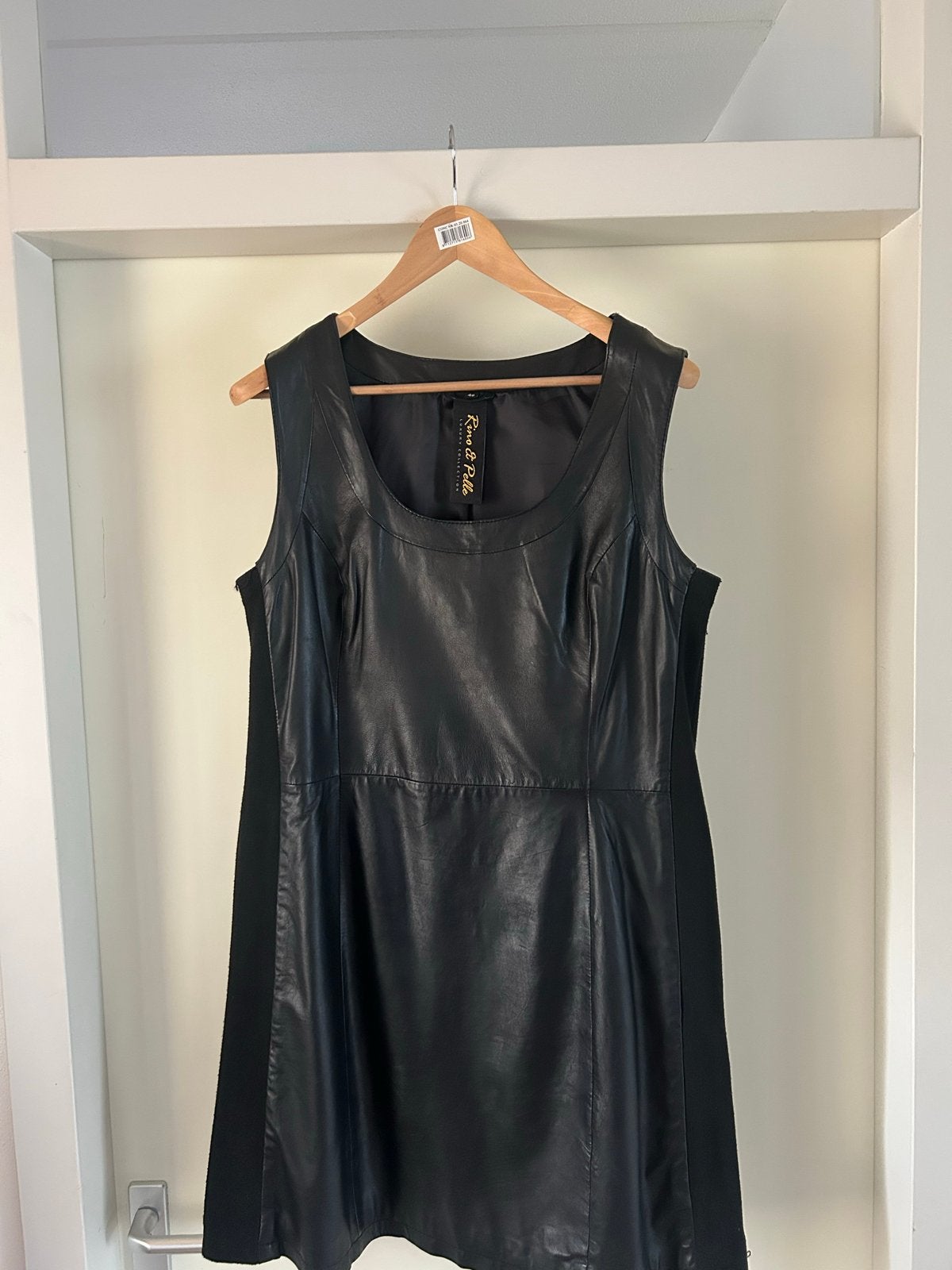 Rino & Pelle Leren Jurk Zwart Maat 46, Kleding | Dames, Zwart, Maat 46/48 (XL) of groter, Ophalen of Verzenden, Zo goed als nieuw