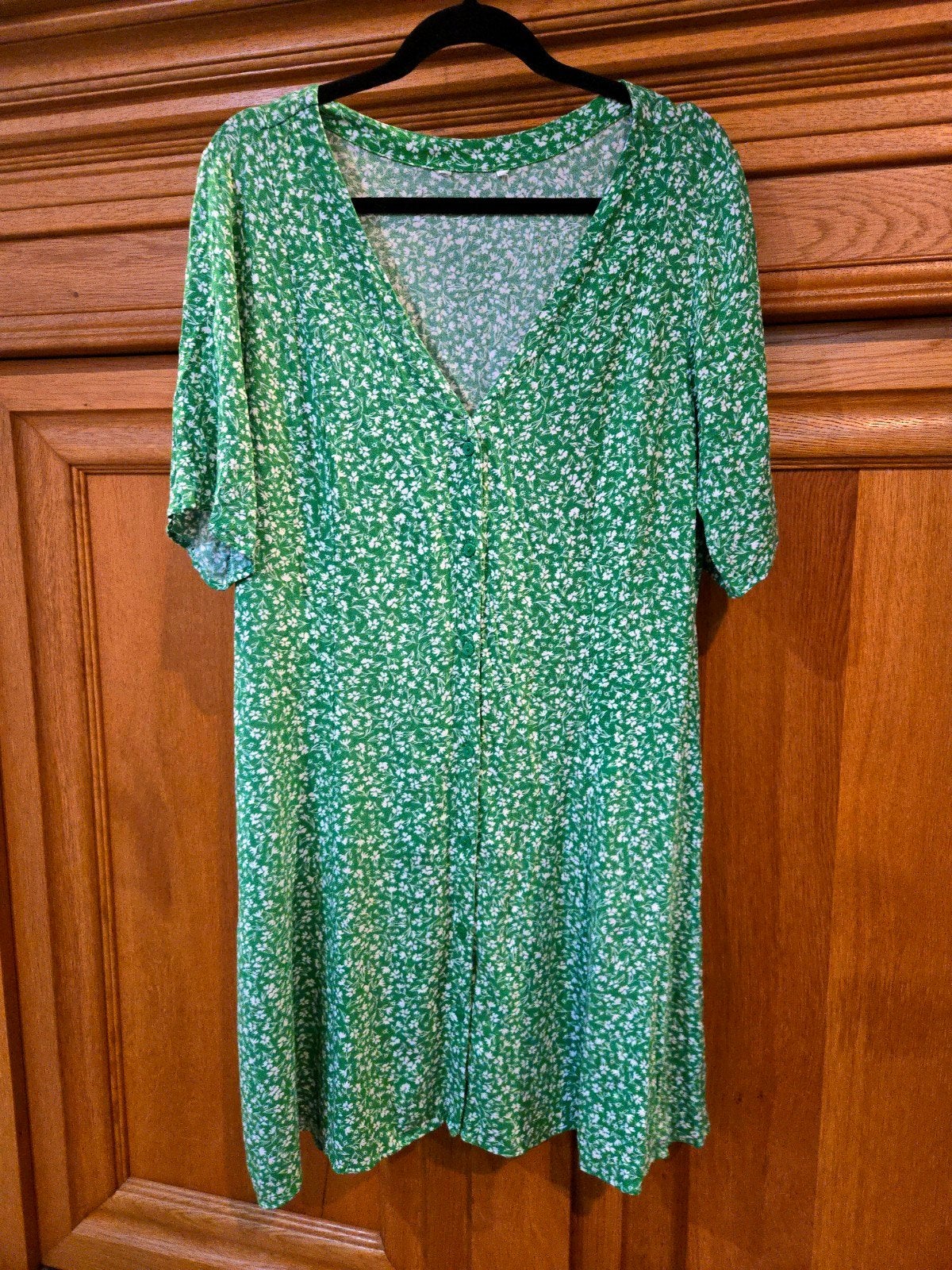 Monki Groene Gebloemde zomer jurk Maat L, Verzenden, Maat 42/44 (L), Knielengte, Monki