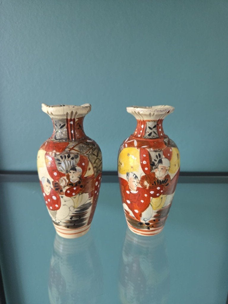 Antiek Satsuma vaasjes handbeschilderd ca. 1920/30, Antiek en Kunst, Ophalen of Verzenden