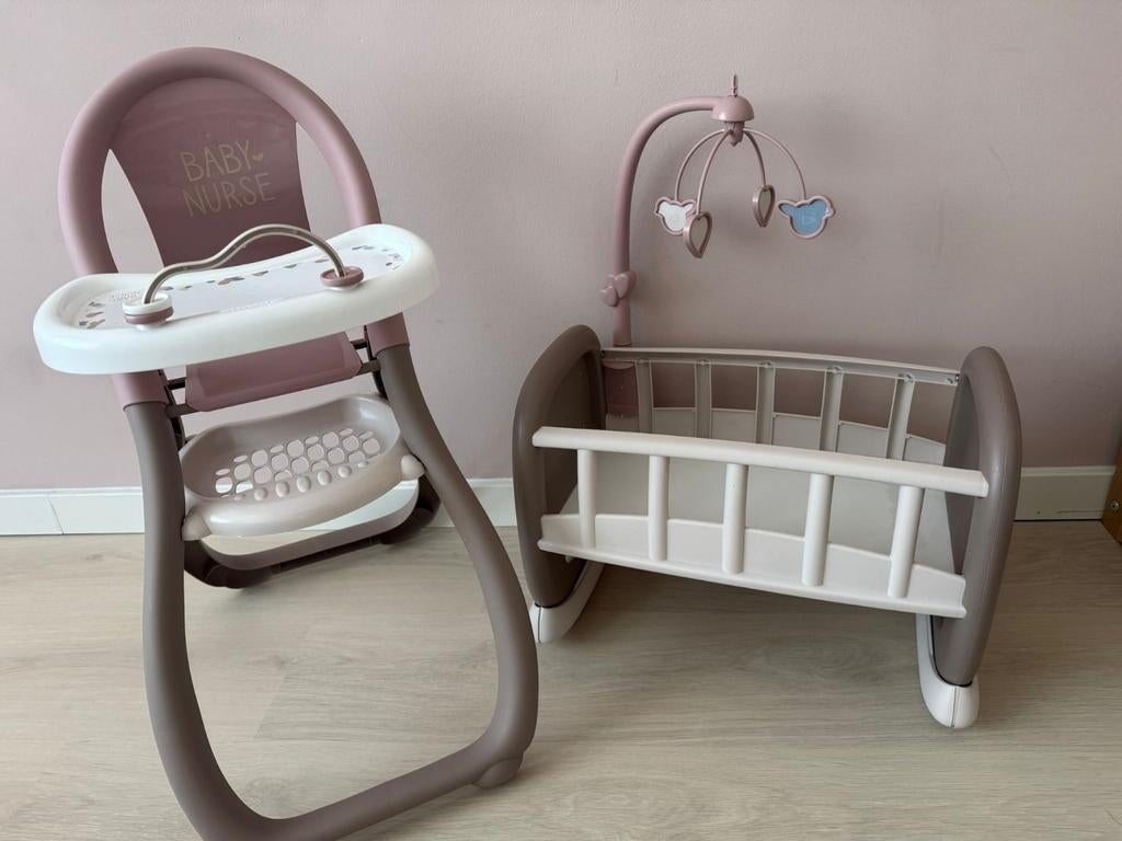 Smoby Baby Nurse speelgoed eetstoel en wieg, Ophalen, Jongen of Meisje