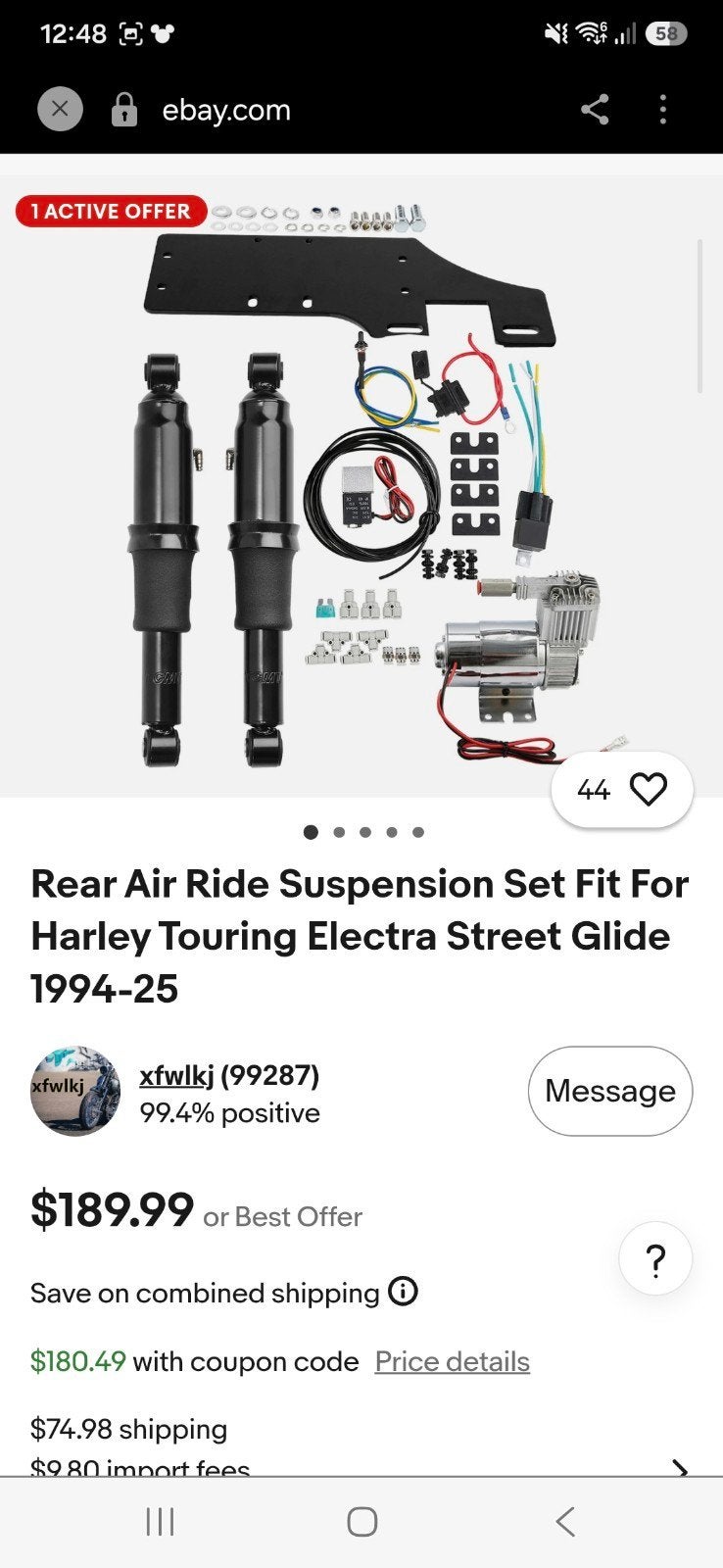 Achtervering Luchtvering Set voor Harley Touring 1994-2025, Motoren, Ophalen of Verzenden, Nieuw